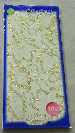 Stickerbogen 10 x 23 cm Aufkleber Flitter Transparent Herbstblätter gold