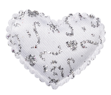 Streu-Herzen weiss-glimmer 30 mm Box mit 20 Stück