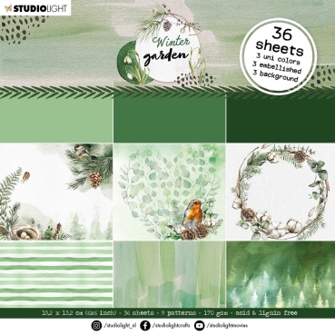 Studio Light Winter Garden 6 x 6 Inch Paper Pad Greens