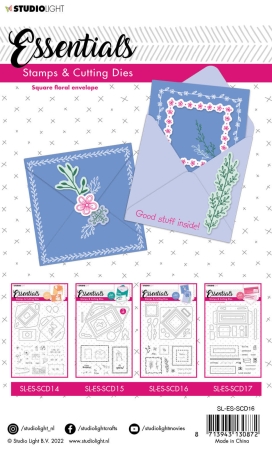 Preview: Studio Light Square Floral Envelope Stamp & Die Stempel & Stanzschablone