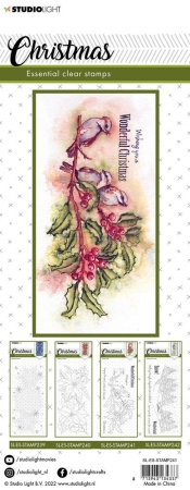 Preview: Studio Light Christmas Slimline Birds Essentials Clear Stamps