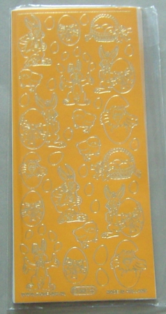 Stickerbogen 10 x 23 cm 15 Ostermotive orange