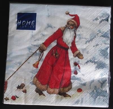 Serviette Santa mit Schlitten je Stück