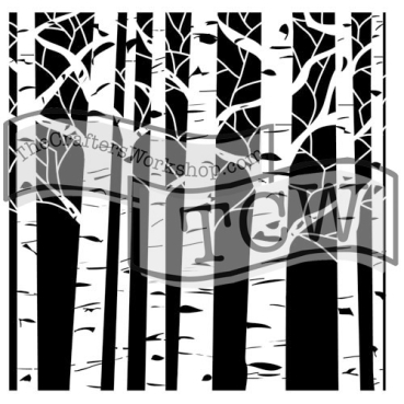 The Crafter's Workshop Aspen Trees 12 x 12 Inch Stencil Schablone