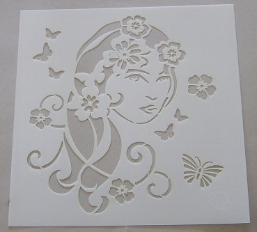 Flex Schablone Mädchen mit Blumen