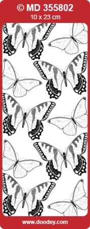 MD Sticker transparent silber Butterfly small big