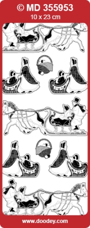 MD Sticker transparent gold Winter Horse with Sledge Pferd mit Schlitten
