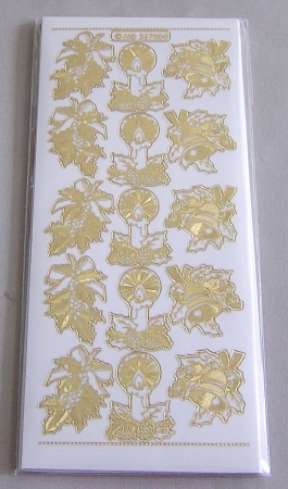 Preview: MD Sticker transparent gold Xmas Branch Candle Bell Weihnachts- Zweig, Kerze, Glocke