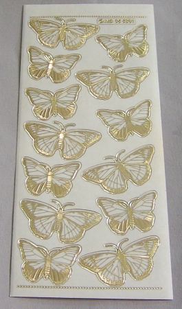 Preview: MD Sticker transparent gold Many Butterflies