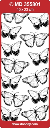 MD Sticker transparent silber Many Butterflies