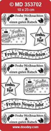 MD Sticker transparent gold Texte Frohe Weihnachten und andere