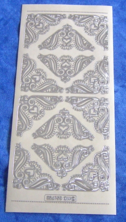MD Sticker transparent silber Ecken Herz