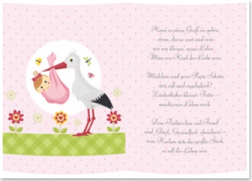 Reddy Cards Transparentpapier,  A5, Gedichte, Geburt Mädchen