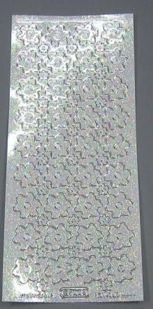Stickerbogen 10 x 23 cm transparent Blumen silber Flitter