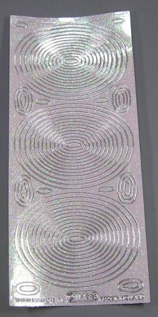 Stickerbogen 10 x 23 cm transparent Oval silber Flitter