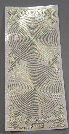 Stickerbogen 10 x 23 cm transparent Runde gold Flitter