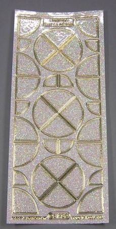Stickerbogen 10 x 23 cm transparent Ecken rund gold Flitter