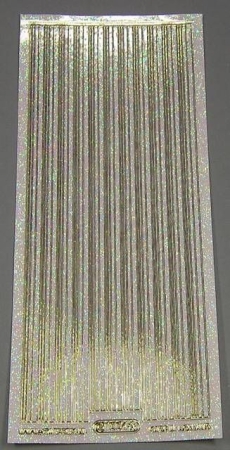 Stickerbogen 10 x 23 cm transparent Rand gerade gold Flitter