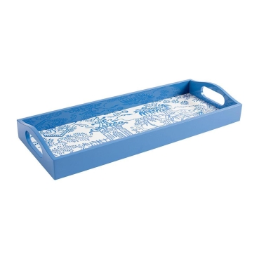 Caspari Bar Tablett Lack Rechteckig Blue Pagoda Toile