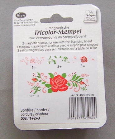 Preview: VIVA Decor Tricolor Stempel Rosen Bordüre