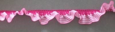 Elastische Streifen-Rüsche  je Meter 15 mm pink