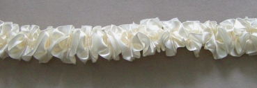 Elastisches Satin-Rüschenband je Meter creme