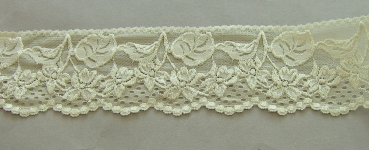 Elastische Raschelspitze 75 mm je Meter creme