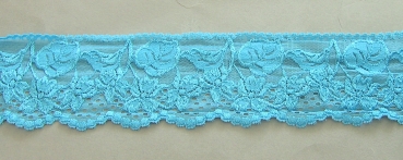 Elastische Raschelspitze 75 mm je Meter türkis