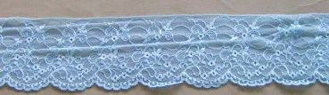 Elastische Raschelspitze 80 mm je Meter hellblau