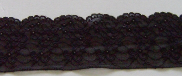 Elastische Raschelspitze 80 mm je Meter schwarz