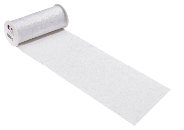 Glitzer-Tüll 20 cm breit pro Meter weiss / silber