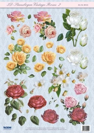 Reddy Cards 3D Stanzbogen Vintage Roses 2