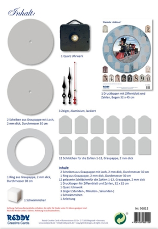 Preview: Reddy Cards Wanduhr Dampflok