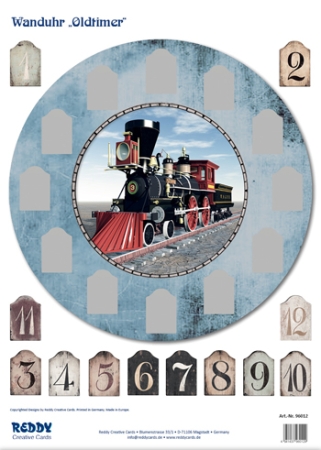 Preview: Reddy Cards Wanduhr Dampflok