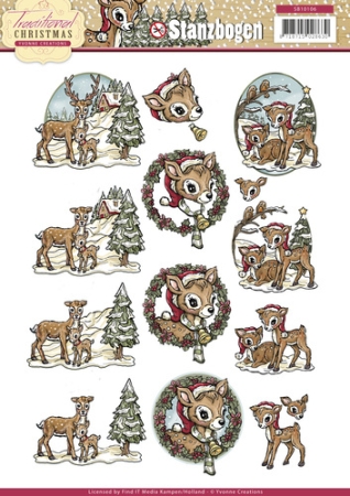 Yvonne Creations 3D Stanzbogen Traditional Christmas
