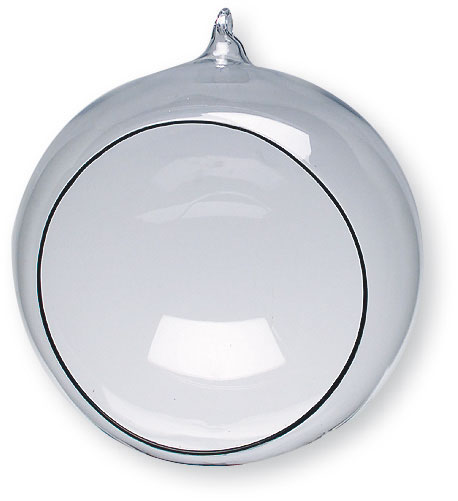 Glaskugel mundgeblasen glasklar mit Öffnung 15 cm