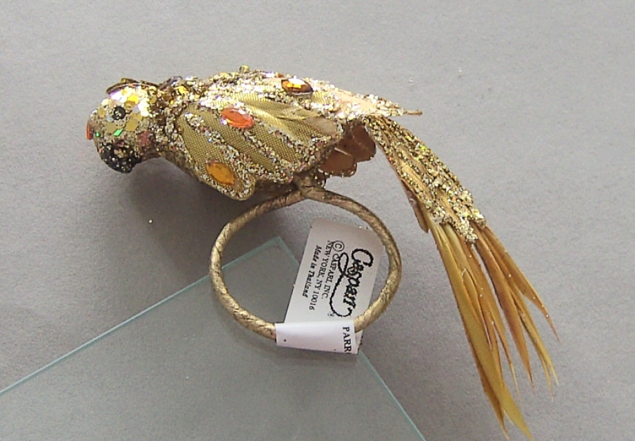 Caspari Serviettenring / Papagei gold