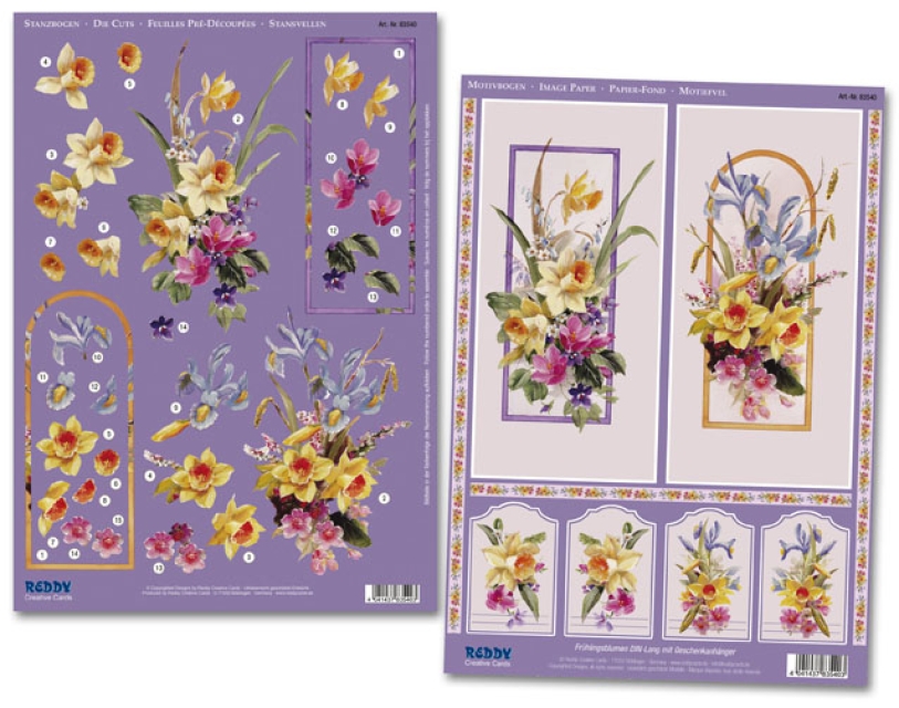 Reddy Cards 3D Stanzbogen "'Blumenbouquets + Geschenkanhänger" Set