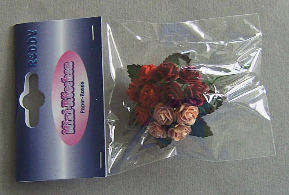 Papierröschen dunkelrot rot rosé