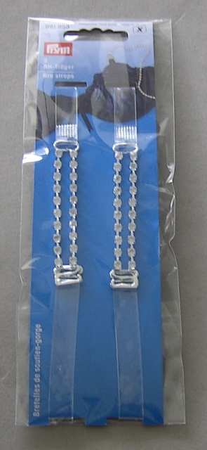 Prym 2 BH-Träger transparent mit Strass silber 10 mm