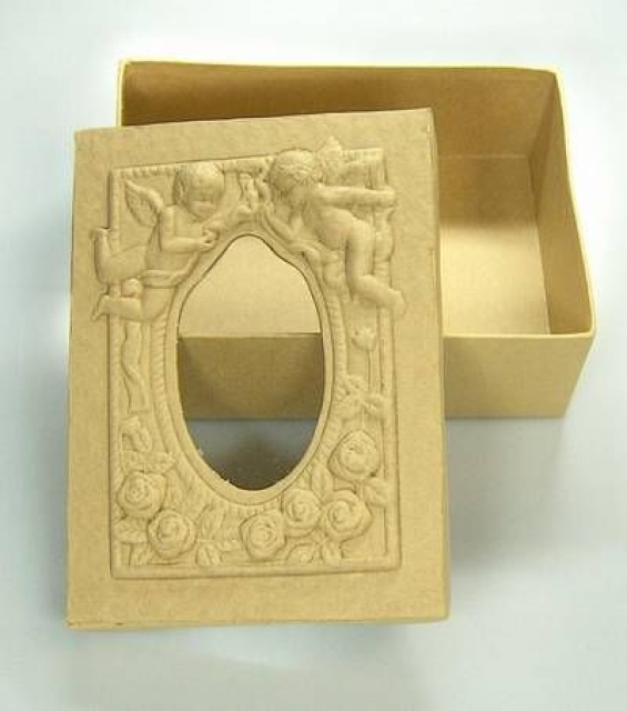 VIVA Relief-Dose Engel quadratisch m. Fenster 16 x 22 x 8 cm