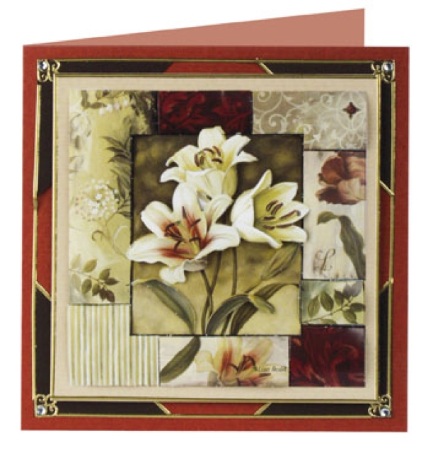Reddy Cards  Set 3D Stanzbogen mit Hintergrundbogen "Facettenkarten Lilien und Rosen"