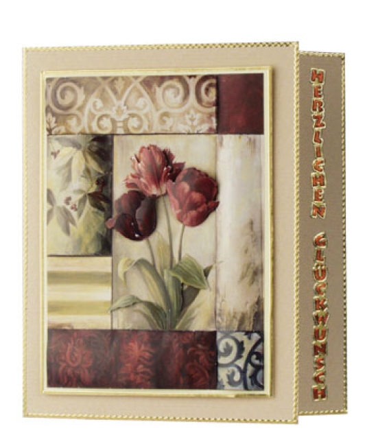 Reddy Cards  Set 3D Stanzbogen mit Hintergrundbogen "Facettenkarten Lilien und Rosen"