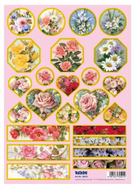 Stanzbogen mit Goldrand für Prägeboard Miniboox Blumen