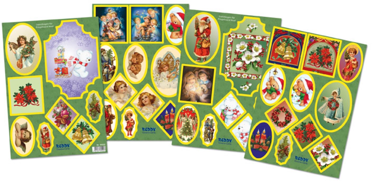 Reddy Cards 4 Stanzbogen zu Weihnachts  - Prägeboard Noel I