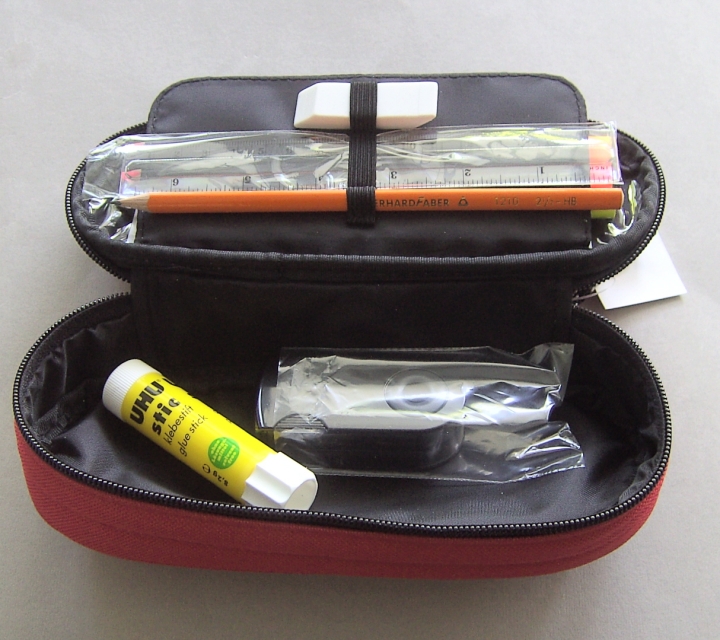 EBERHARD FABER Faulenzermäppchen / Etui rot, gefüllt