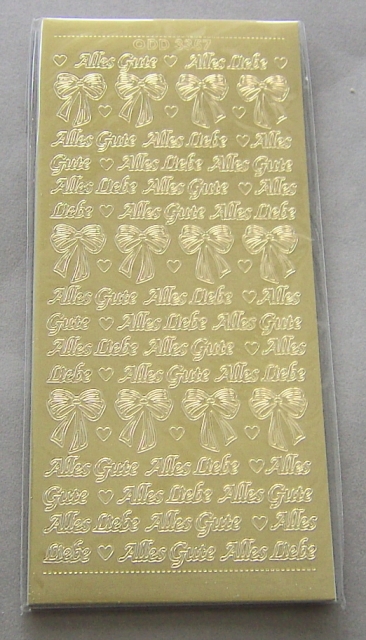 Stickerbogen 10 x 23 cm "Alles Gute" / "Alles Liebe" gold