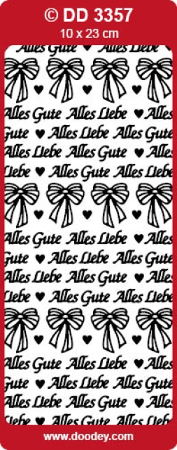 Stickerbogen 10 x 23 cm "Alles Gute" / "Alles Liebe" gold