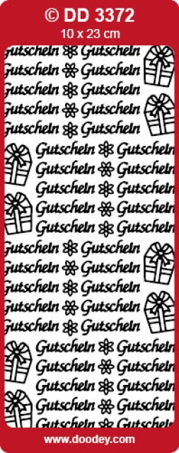 Stickerbogen 10 x 23 cm "Gutschein" gold