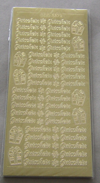 Stickerbogen 10 x 23 cm "Gutschein" gold